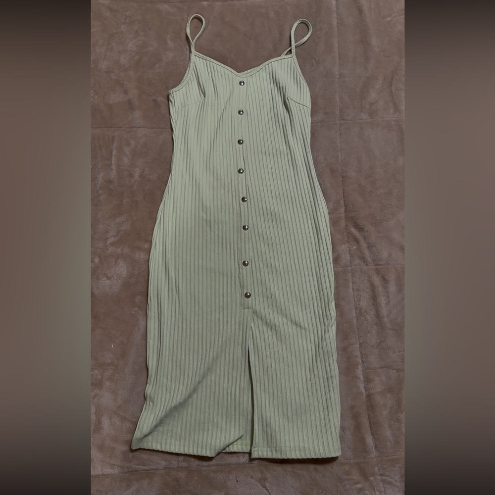 Green ribbed body con dress